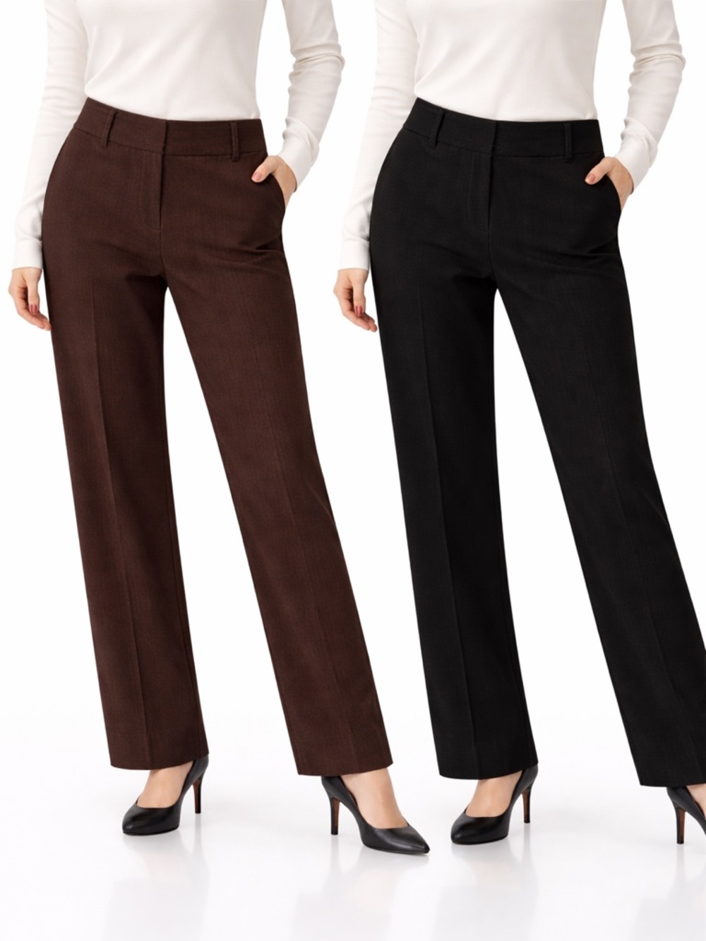 & Trousers Black Chocolate Brown Dress Pants 8 & 10